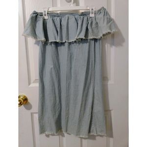 Off the shoulder light blue jean/denim dress